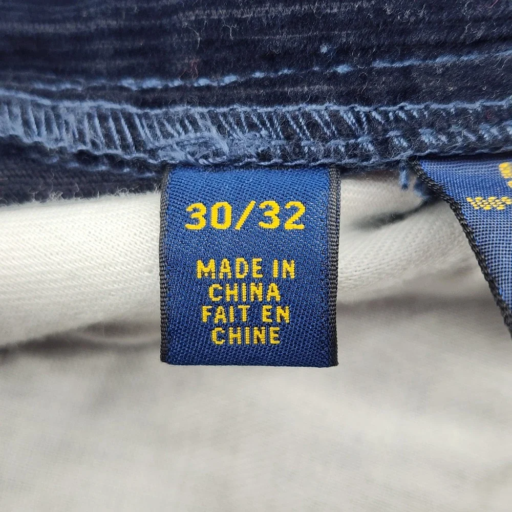 Polo Ralph Lauren Pants Mens 30x32 Navy Blue Corduroy Straight Low Rise Classic